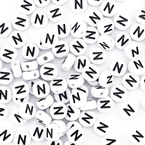 1 300Pcs Round Letter Beads for Charms Bracelets Making 4X7mm Individual White Alphabet Beads kit N