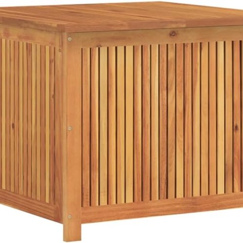 1 Outdoor Storage Box, 55 Gal Deck Box, Solid Acacia Wood with Water-Resistant Bag, Natural 29.5"x29.5"x22.8"