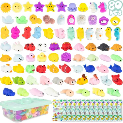 Mochi Squishy Toys Bulk for Kids Party Favors Pack 80. Goodie Bags Stuffers for Kids 3-5 4-8, Return Gifts Birthday Party. Squishy Fidget Toys, Pinata Stuffers Birthday Boys Girls Kawaii