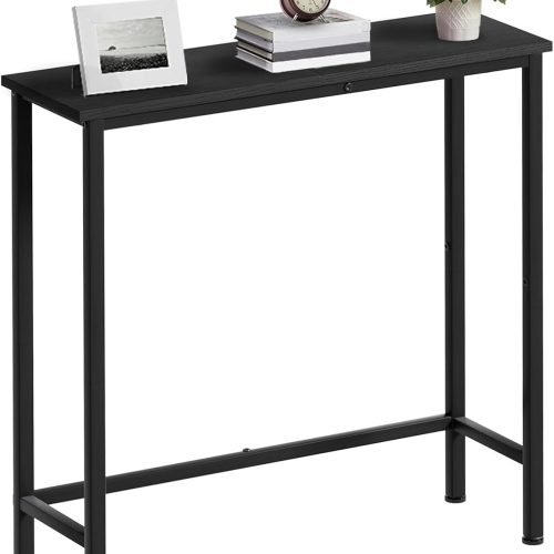 Narrow Console Table, 29.5" Small Entryway Table, Slim Hallway Table, Thin Sofa Side Table for Hallway, Bedroom, Living Room, Foyer, Black