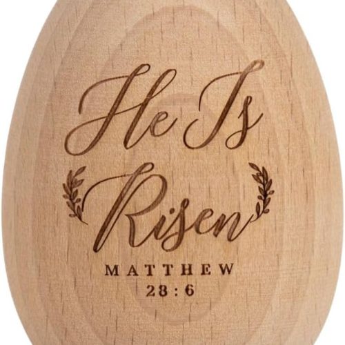 The Original He is Risen Wooden Egg Easter Gifts, Resurrection Eggs Basket Stuffers for Adults, Christian Gifts for Teens, Tweens, Easter Decoration Centerpieces for Home Table, Tiered Tray Decor
