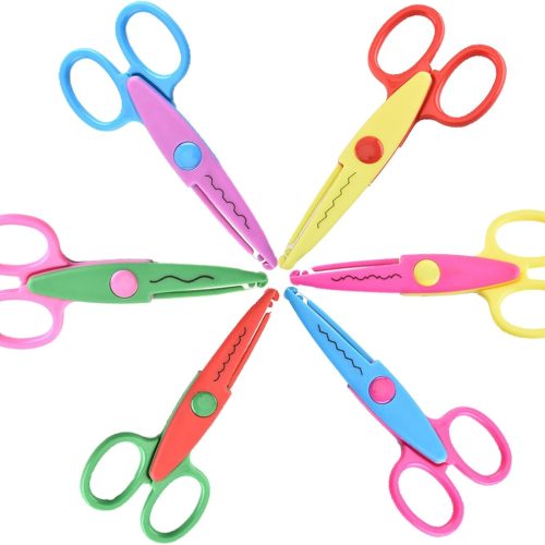 Decorative Edge Scissors Set, 6Pack 5-inch Serrated Craft Scissors Pattern for Kids Toddler Adults DIY Projects and Craft Fancy Design