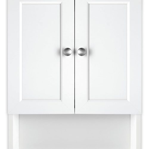 23x18 White Medicine Cabinet Organizer, Wall Mounted 2-Door Bathroom Cabinet for Over-The-Toilet Storage, Bathroom Furniture & Restroom Organizer