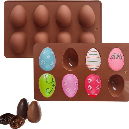 Easter Silicone Mold Egg Shaped Silicone Chocolate Mold, Baking Molds for Easter Candy Mini Soap, Cake Bread Cupcake Cheesecake Muffin and Jello