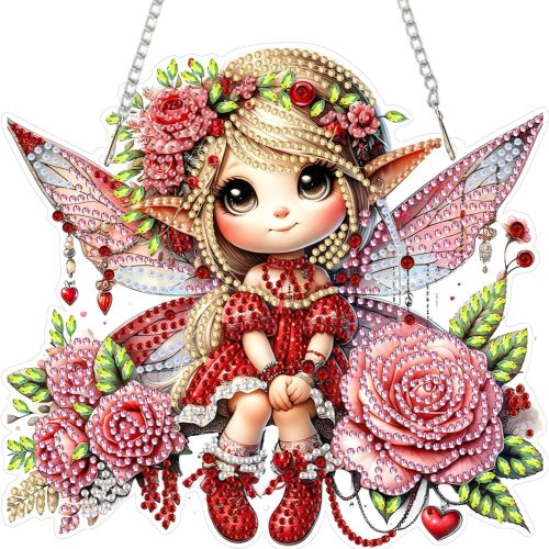 Angel Hanging Diamond Art Painting Kits for Adults Beginners, 5D Special Shape Diamond Art Kits, Valentine's Day Fairy Crystal Rhinestones Diamond Gem Art Painting for Home Garden Wall Decor