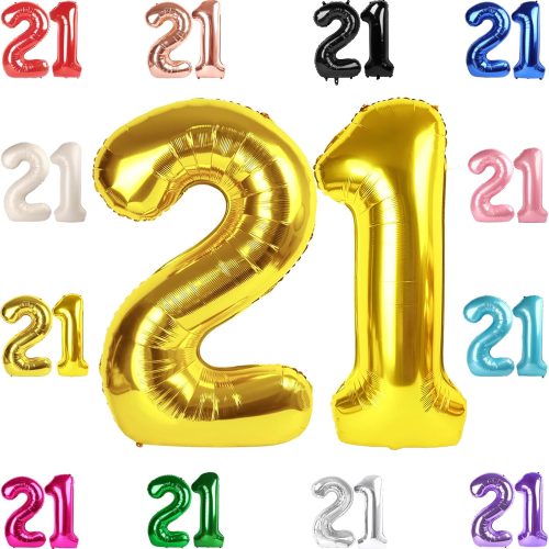 21 Balloon Number, Gold Number 21st Birthday Balloons 40 Inch, 21 or 12 Years Old Gold Birthday Decorations for Men Women Him Her Him Her, 21st Anniversary Decorations