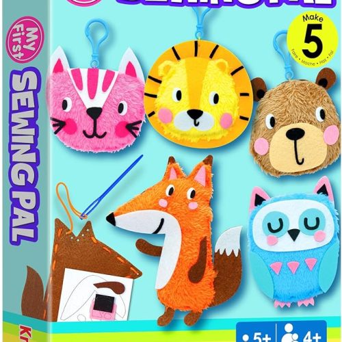 My First Sewing Animal for Kids, Beginner Art & Craft, 5 Easy Activities Stuffed Animal Dolls, Keyring Charms, Instructions & Felt Materials for Learn to Sew, Embroidery