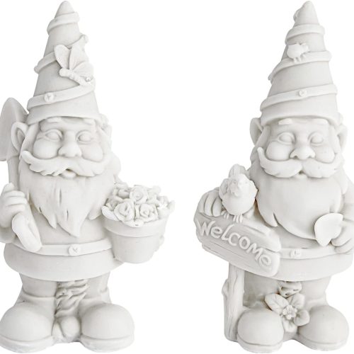 Ceramics to Paint for Adults DIY Gnome Kit - 2-Pack White Resin Gnomes, 5 in