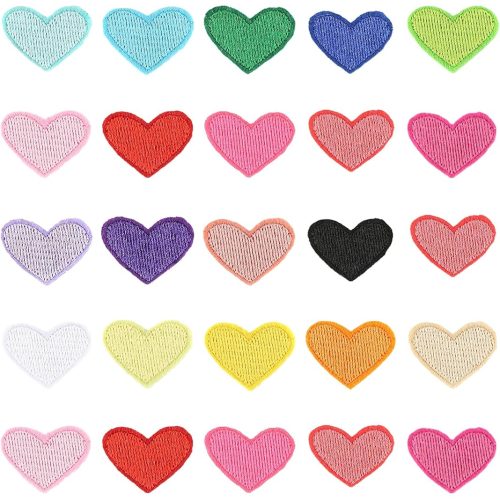 33 Pieces Small Heart Iron on Patches Sew Embroidered Patches Appliques Garment Embellishments for Clothing Jackets Backpack Shoes Repairing Decorations (Multi)