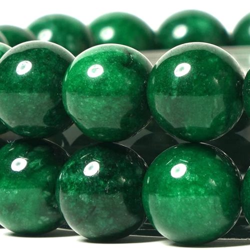 1 10mm Natural Blackish Green Chalcedony Round Bead - 35PCS Bulk Gemstone Beads for Jewelry Making, DIY Bracelets, Necklaces - Includes Crystal Stretch Cord - Stone Beads for Crafting Gifts