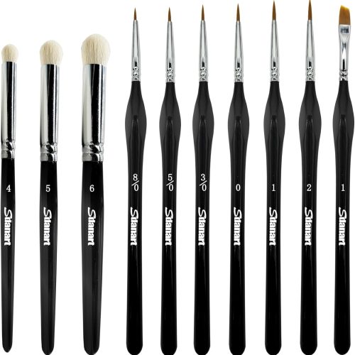 1 Miniature Paint Brushes Drybrush Set,Detail Paint Brushes Set,Hobby Dry Paint Brush,10 PCS Advanced Model Paint Brush for Tabletop Wargames Miniature Acrylic Watercolor Oil Painting,40k