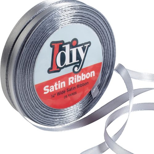 Silver Satin Ribbon 1/4" x 50 Yards - Single-Faced No-Wire Ribbon for Easter Basket Decorations, Garland, Gift Wrapping, Bows, Wedding Party Decor, Arts & Crafts Accessories, Baby Showers, Wreaths