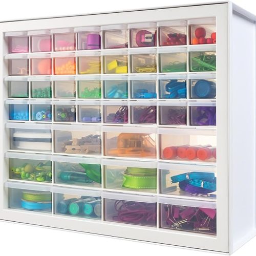 USA Screw Tool Organizer Small Parts Cabinet Chest, 44-Drawer Hardware Electronics Nuts Bolts Storage Drawers Organization Toolbox Garage Craft Business Teacher Beads Scrapbook Art Hobby - White