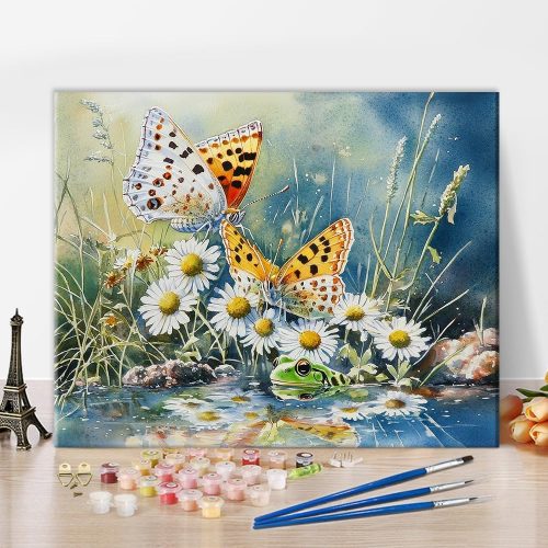 1 Butterfly on Daisies Paint by Numbers Watercolor Adult Paint by Number Kits On Canvas Paint-by-Number Simple Painting Paint by Numbers Adult DIY Craft Kits for Adults, 16 x20 Inch