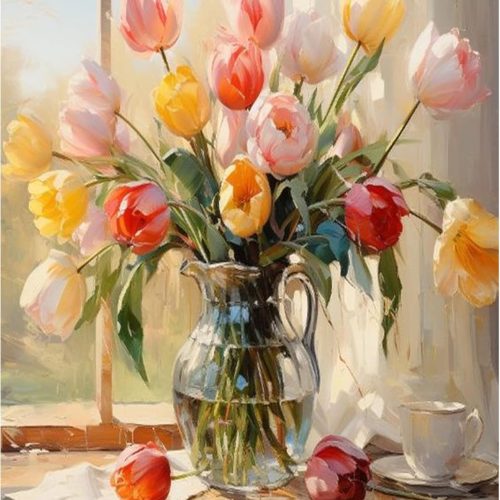 1 Flower Paint by Numbers Kit for Adults Canvas-Flower Paint by Numbers Kits for Adults,Flowers Painting by Numbers Adult for Gift Home Wall Decor(16x20inch)
