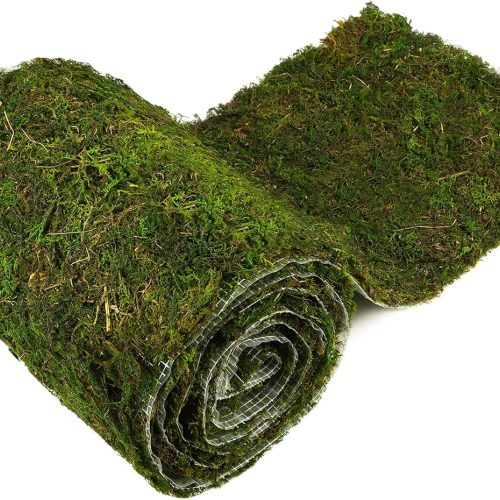 108'' x 12'' Moss Table Runner Dried Moss Sheet Roll for Crafts Preserved Moss Mat for Table Decoration Green Moss for Wedding Party Woodland Garden Fairy Decor