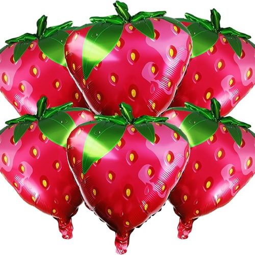 6 Pcs Giant Strawberry Balloons 23 Inch Foil Strawberry Ballon Summer Balloons Jumbo Fruit Mylar Ballon for Birthday Baby Shower Party