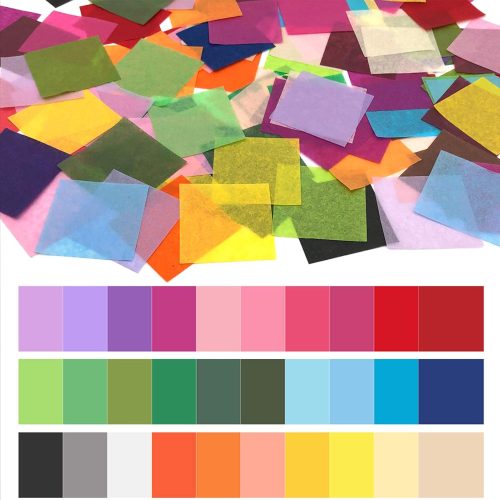 3600 Pcs Tissue Paper Squares 1.2 Inch x 1.2 inch Rainbow Tissue Mosaic Squares for Arts Crafts DIY Projects Scrunch Art Classroom Activities and More- 30 Assorted Colors