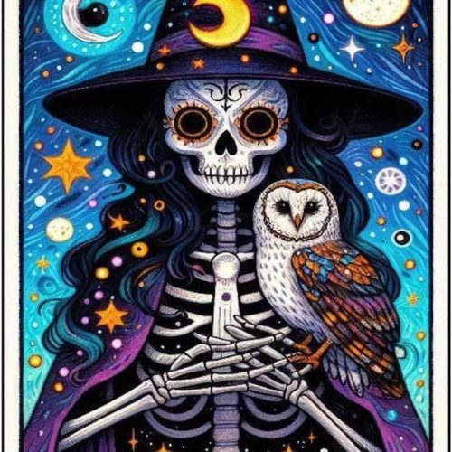 Witch Diamond Art Kits for Adults,DIY 5D The Witch Diamond Painting for Beginners,Round Full Drill Skull Diamond Dots Paintings Picture Gem Art Craft for Home Wall Art Decor Gifts 12x16inch