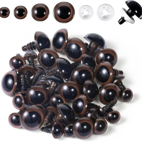 40 PCS Safety Eyes for Amigurumi Crochet Eyes with Washers 10/12/16/18mm Brown Plastic Safety Eyes Craft Eyes for Crochet Stuffed Animals Safety Eyes Gift for Crochet Lovers Halloween Decorations