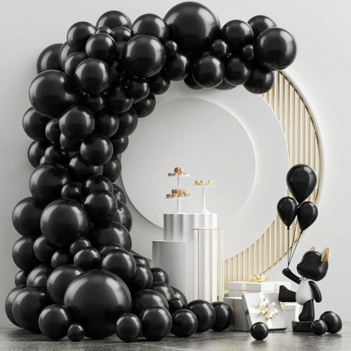 Black Balloons, 102PCS 18In 12In 10In 5In Black Latex Balloon Arch Garland Kit For 2026 New Year Halloween Engagement Graduation Birthday Theme Party Decoration Anniversary Celebration