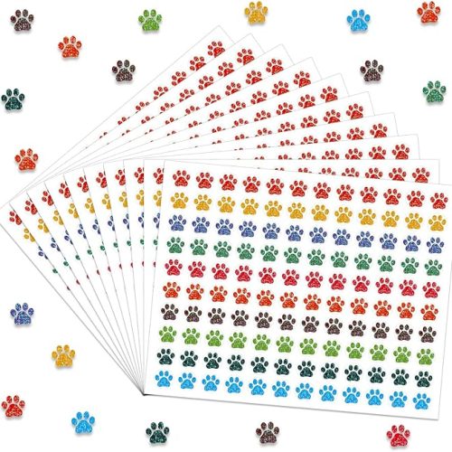 1200 Pcs Paw Glitter Stickers Sparkly Small Stickers for Kids Toddlers Teacher Reward Sheet Incentive Charts Classroom School Home Art Craft Party Favor Supplies