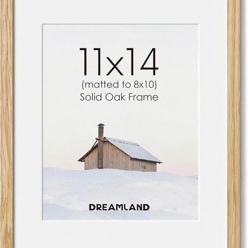11x14 Picture Frame with Mat for 8x10, USA-Sourced Natural Oak Wood Photo Frames with Resistant Plexiglass, 11 by 14 Wooden Gallery Wall Frames for Art, Wall or Tabletop Display