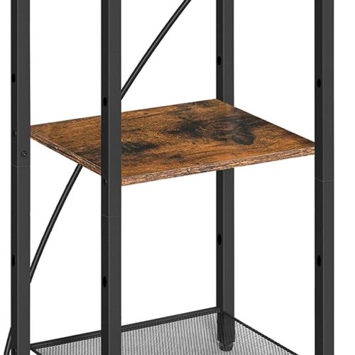 1 Tall End Table with Charging Station, 30 Inch Slim Tall Nightstand, 3-Tier Narrow Side Table with Adjustable Shelf, for Living Room, Bedroom, Small Space, Hallway, Rustic Brown BF09UDH01G1