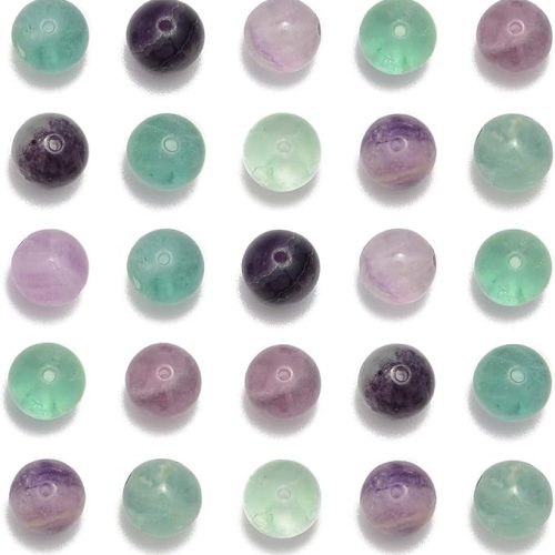 100pcs Original Natural Stone Beads Gemstone Round Loose Beads 6mm 8mm 10mm (Colorful Fluorite, 6mm 100Beads)