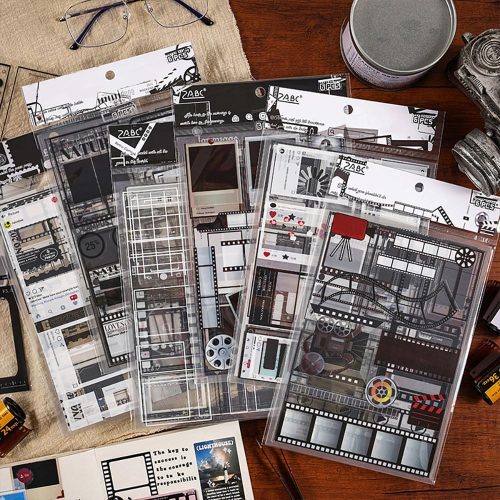 1 Black & White Vintage Filmstrip Scrapbook Stickers - Aesthetic PET Stickers for Photo Frames, Magazine Frames & Collage Materials