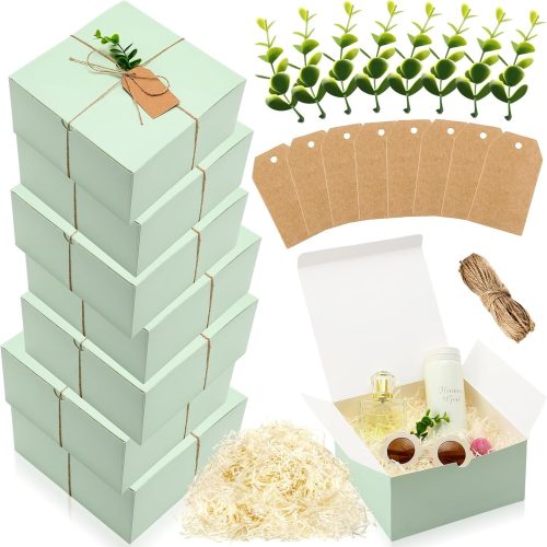 1 8 Pack Gift Boxes Set 8 x 8 x 4 Inch Green Paper Bridesmaid Proposal Gifts Box with Lids for Presents Wedding Bridal Valentine's Day Easter Mother's Day Birthday Gift Packaging Party Favors
