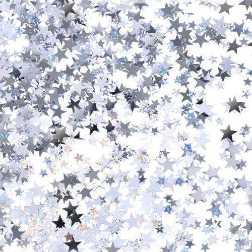 1 Silver Metallic Star Confetti for Tables Silver and Glitter Star Table Confetti for Wedding Birthday Party Decoration, 60 Grams/ 2.1 Ounce