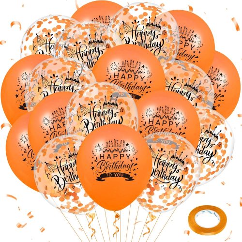 1 Orange Happy Birthday Balloons 18Pcs Birthday Latex Confetti Balloons Thanksgiving Birthday Party Balloons Decorations for Kids Boys Girls Women Men Halloween Fall Birthday Party Supplies