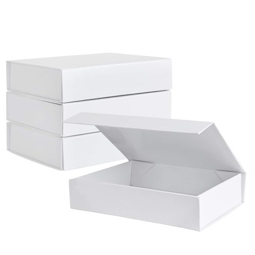 Crafts White Hard Gift Box with Magnetic Closure Lid 7 inch x 5 inch x 1.6 inch Rectangle Small Boxes For Gifts With White Glossy Finish (2 Boxes), 1 Count (Pack of 2)