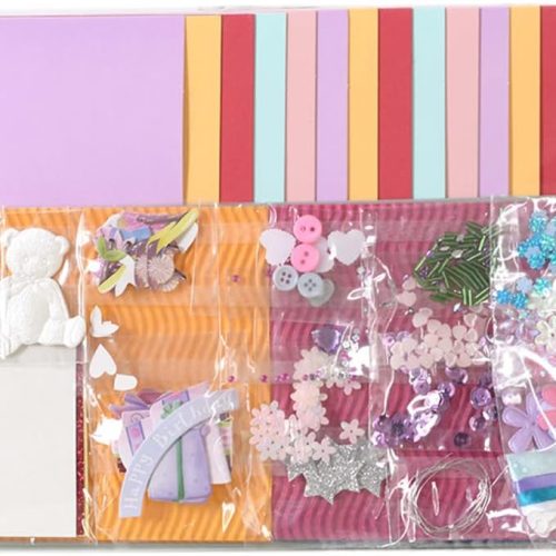 Handmade DIY Greeting Card Kits Includes 15 Blank Cards 15 Colorful Envelopes with Decoration Accessories for Craft Birthday Thanksgiving Christmas Wedding Invitation Card