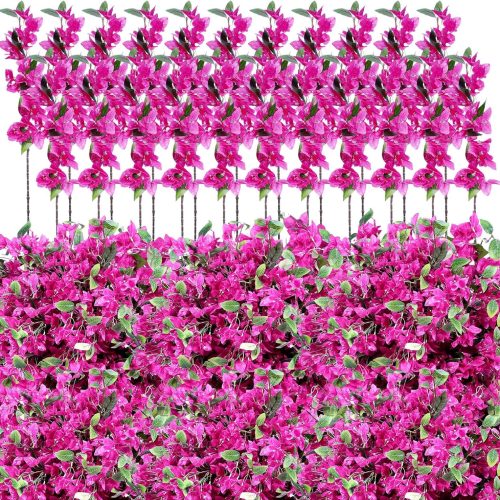 60 Pcs Artificial Faux Bougainvillea Fake Flower Silk Bougainvillea Branches UV Resistant Outdoor Indoor Decoration for Wedding Home Centerpieces Outside Decor (Rose Purple)