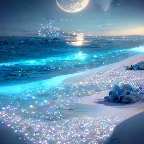 Beach Diamond Art Painting by Number Kits,Seaside Night 5D Diamond DIY Painting for Adult,Moon Paint with Round Diamonds for Relaxation Home Wall Decor Gift(30x40cm/11.8X15.7inch)