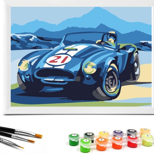 Paint by Numbers for Kids Ages 4-8-12 with 7X9.5 inch Pre-Printed Cardboard,12 Acrylic Paint Pots and 3 Painting Brushes, Room Decor for Children,(Sports Car) …