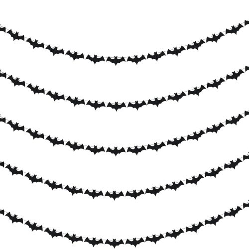 3 5Pcs Black Bat Garland Halloween Bats Garland Banner, Bat Halloween Banner Decorations for Mantle Haunted Mansion Home Bat Decor