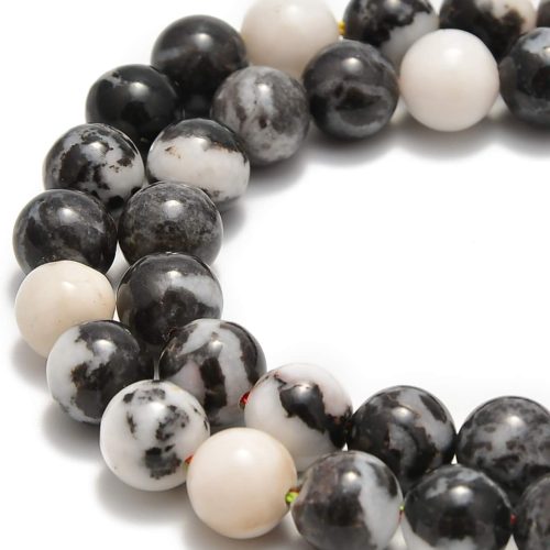 3 45pcs 8mm Natural Black and White Zebra Jasper Gemstone Round Spacer Loose Stone Beads for Jewelry Making 15.5" 1 Strand (Black and White Zebra Jasper, 8mm 45Beads)