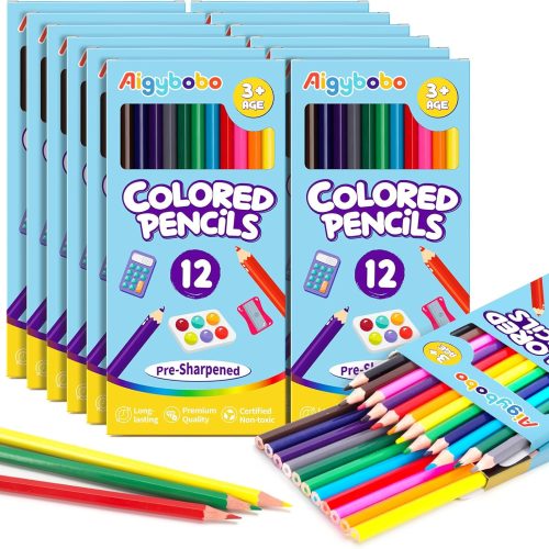 4 144 Count Colored Pencils for Kids, 12 Pack Colored Pencils Bulk in 12 Vibrant Colors, Pre-sharpened Color Pencil, Bulk School Supplies for Teachers, Classroom Prizes, Art Supplies for Adults