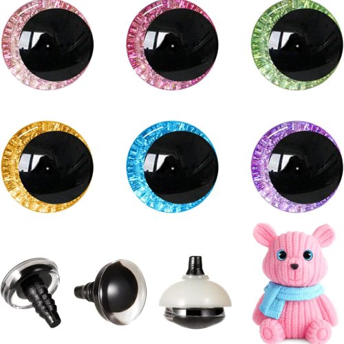 48pcs 30mm 3D Glitter Safety Eyes for Crocheting with Washers Moon Crochet Amigurumi Eyes for Crochet Animals Craft Eyes Doll Eyes Stuffed Crochet Eyes for Crafts Gift for Crochet Lovers