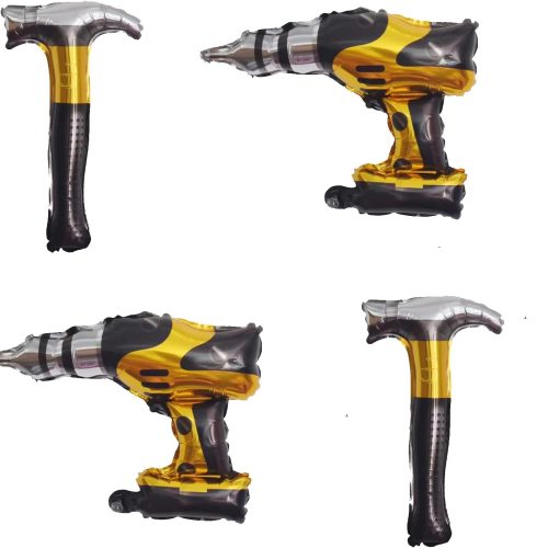 8PCS Hammer Foil Balloons Drill Mylar Balloons Inflatable Toys for Boys Kids Birthday Themed Party Decoration Father's Day Party for Dad, Husband and boy friend Birthday Party