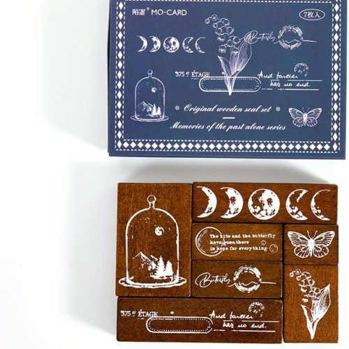 Vintage Floral Stationery Wooden Stamp DIY Decorative Prints Stamps Set for Journaling Crafts Card Making Painting Teaching (chuanyetingfeng)