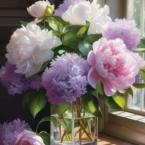 Diamond Painting Kits for Adults Flower-Flower Diamond Art Kits for Adults,Full Drill Diamond Painting Kits for Home Wall Decor(12'x16 inch)