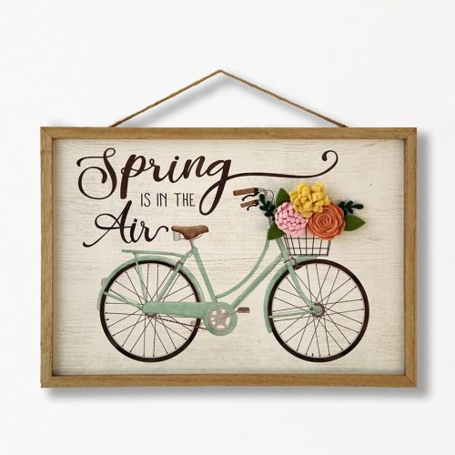 4 Spring Decorations for Home Hello Spring Sign Wooden Welcome Door Signs Bicycle Floral Hanging Porch Decor Hanger Farmhouse Flower Wall Plaque Front Door