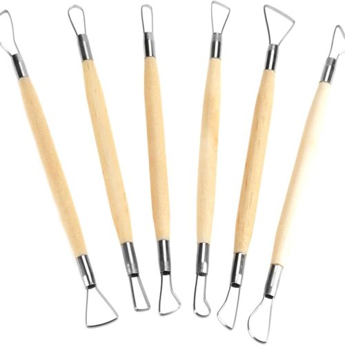 Clay Sculpting Tools 6Pcs, Double Ended Wax Carving Loops Rakes, Pottery Tool Set for Embossing and Modeling