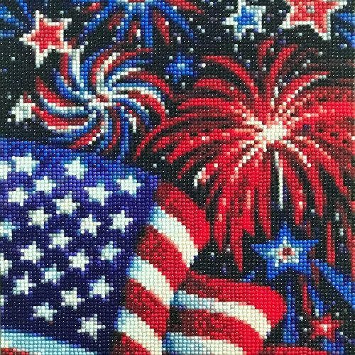 DIY 4th of July Diamond Painting Kits For Adults Patriotic,Diamond Art by Number Kit Celebrate American Flag Crystal Embroidery Beginner Arts Full Round Drill Crafts Home Wall Decor Gifts 12X16in