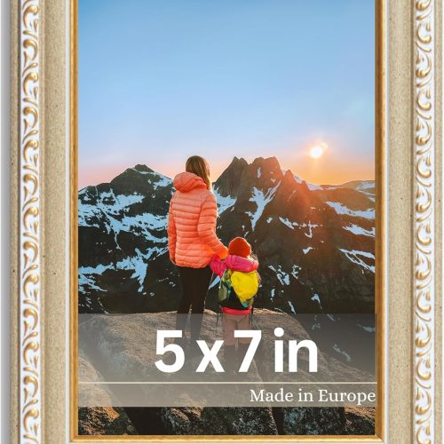 Picture Frame Chagall 5x7 Beige Gold - Vintage Picture Frames with Shutterproof Acrylic Glass - 5 x 7 Photo Frame - Beige Picture Frames - Antique