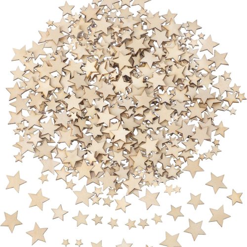 4 500 Pieces Wooden Stars Mixed Size Wood Stars Cutout Shape with 4 Sizes Mixed for Christmas Flag Winter Party Decoration Art Craft Sewing Model Crafts Toys and Other DIY Supplies